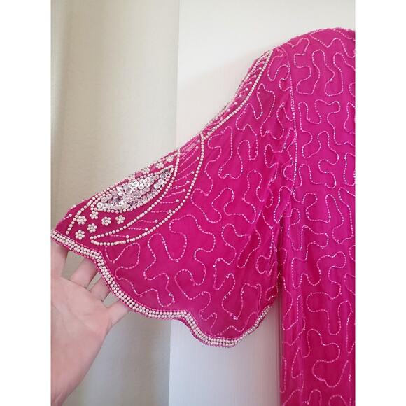Vintage Mark & John II Silk Intricately Beaded Sequined Blouse India, Size XL - Picture 4 of 13
